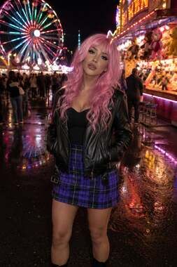 Nasty Gal Collection Women's Purple and Black Plaid Tartan Mini Skirt Sz.8